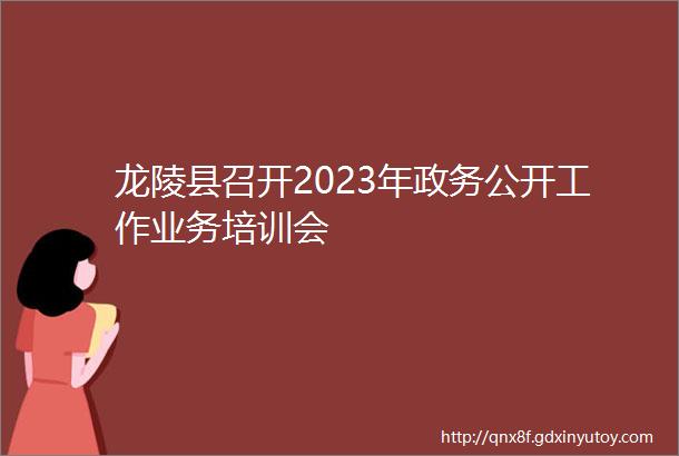 龙陵县召开2023年政务公开工作业务培训会